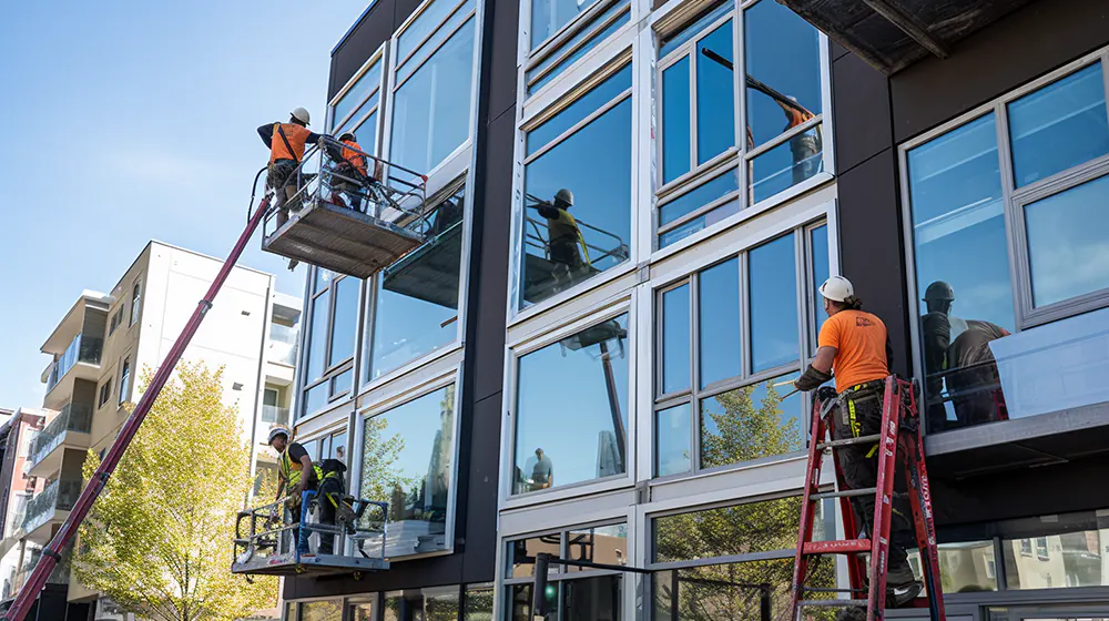 A team installing apartment windows