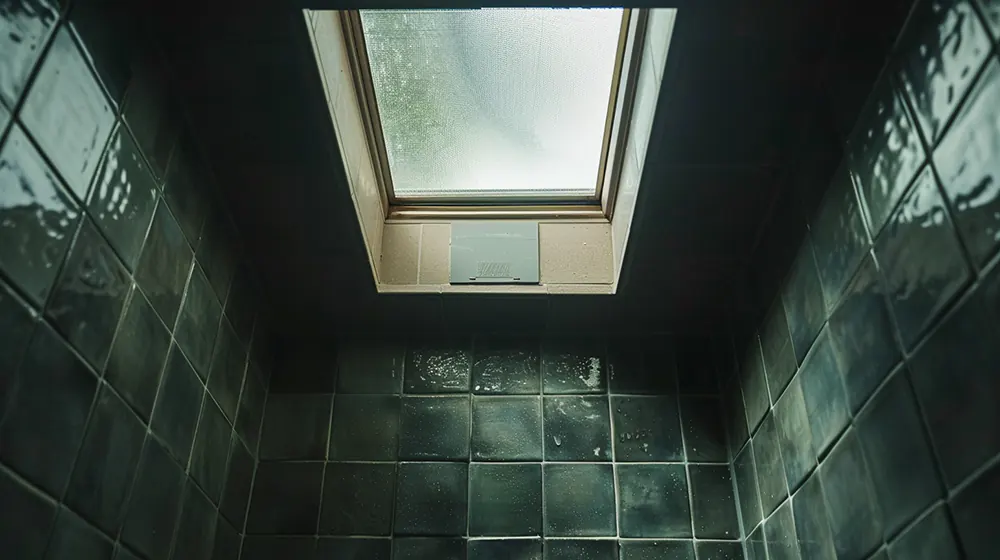 A shower with a window inside