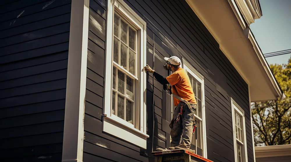 A man keeping maintenance on a house