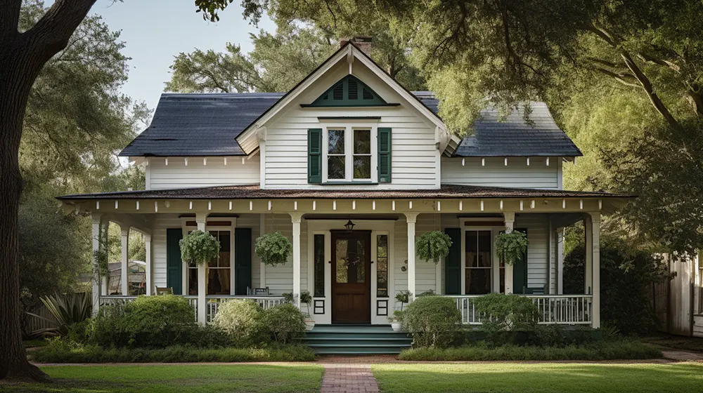 A late 19th century home with hardboard siding