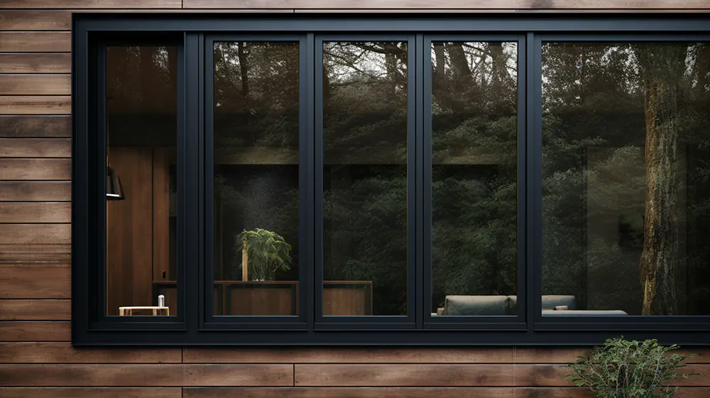 Black windows with exterior materials