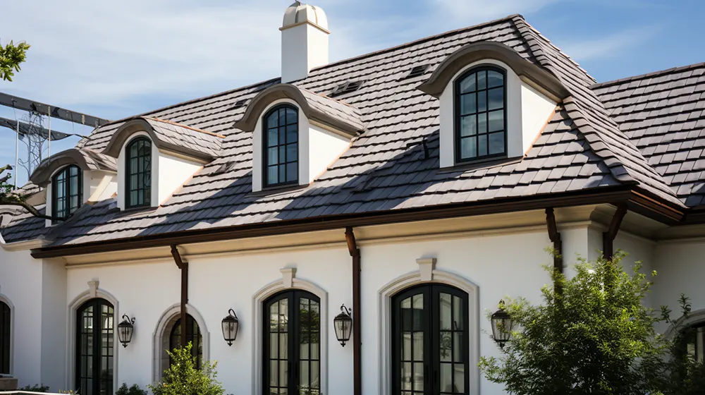 Roofing mixed with black windows