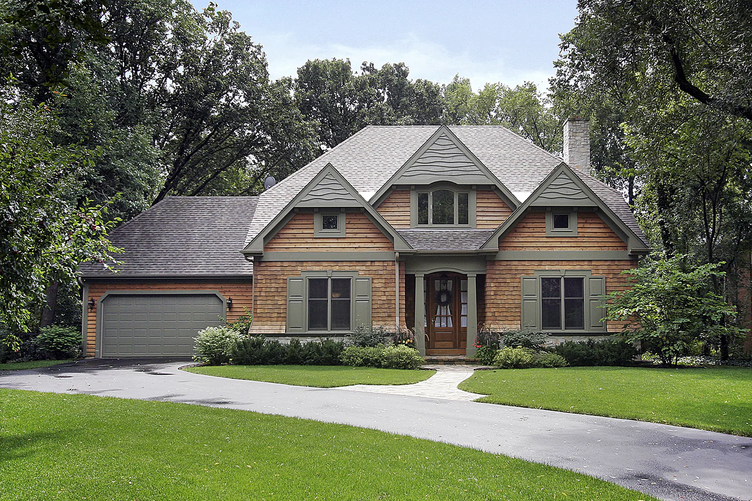 Home with wood shake siding