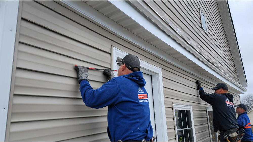 A team installing insulated siding