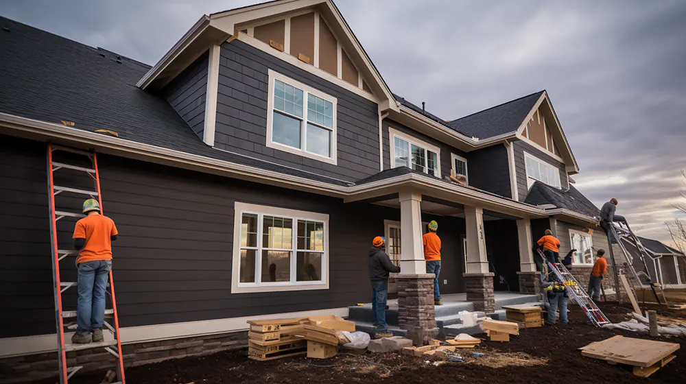 A team installing LP smart siding