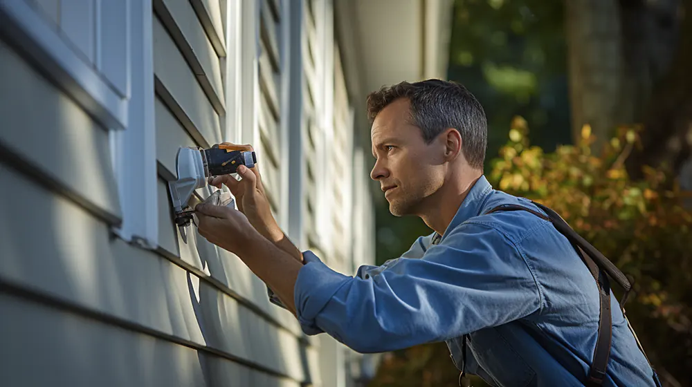 A man maintaining his LP smart siding