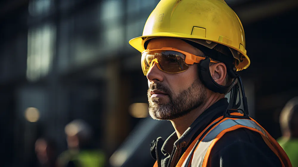 A man wearing protective gear