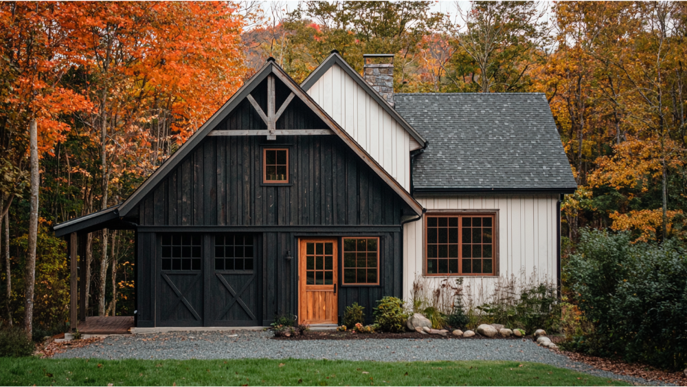 A house with reverse board and batten siding