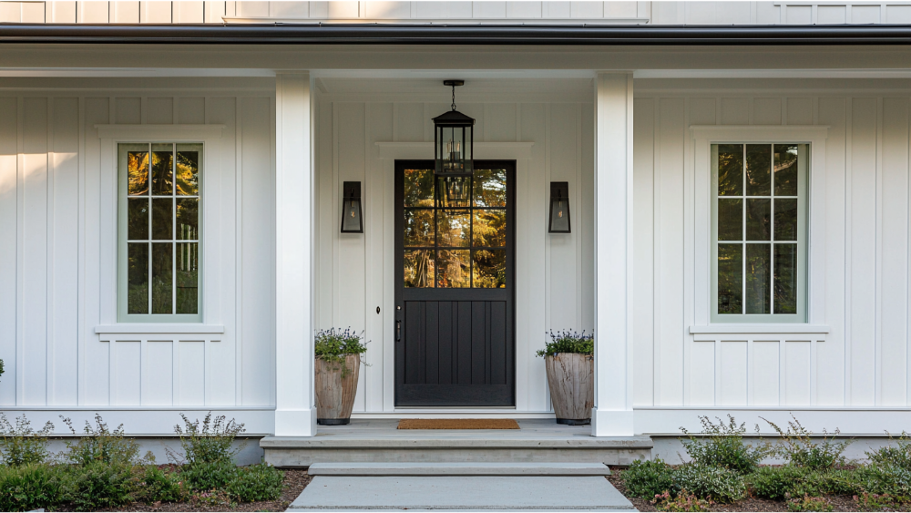 A house with reverse board and batten siding