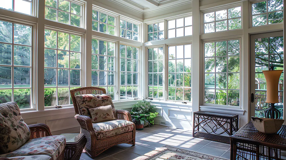 Casement windows in a sunroom