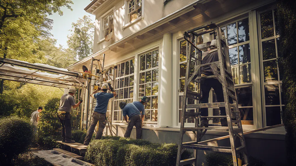 A team installing triple pane windows