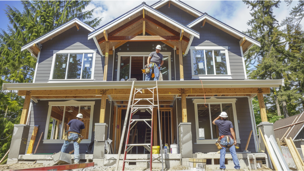 A team installing fiber cement siding