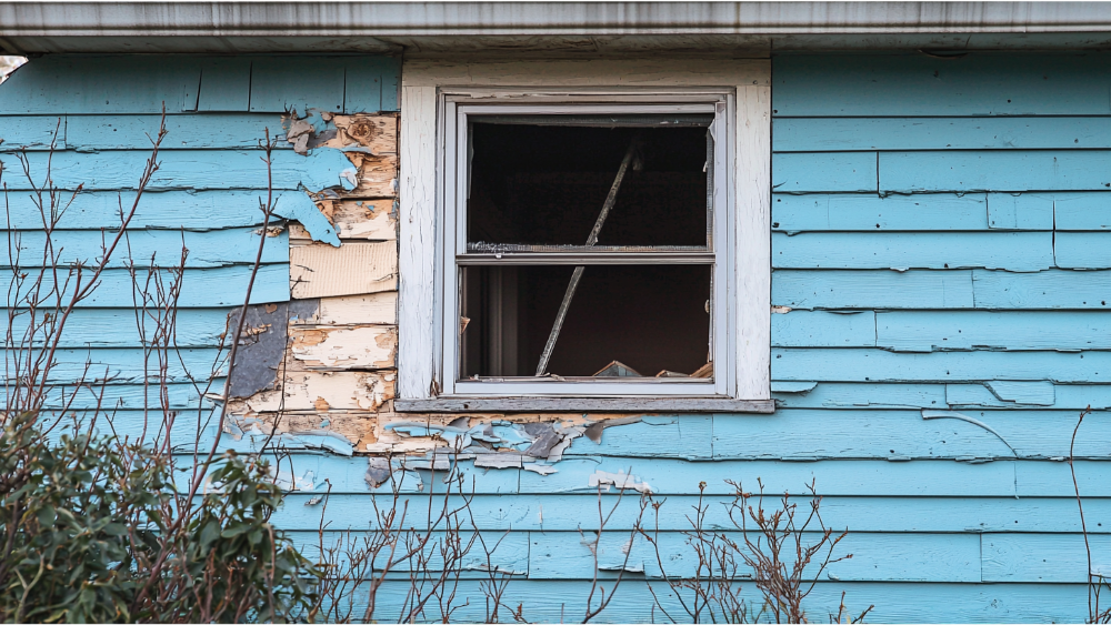 A house with siding damage