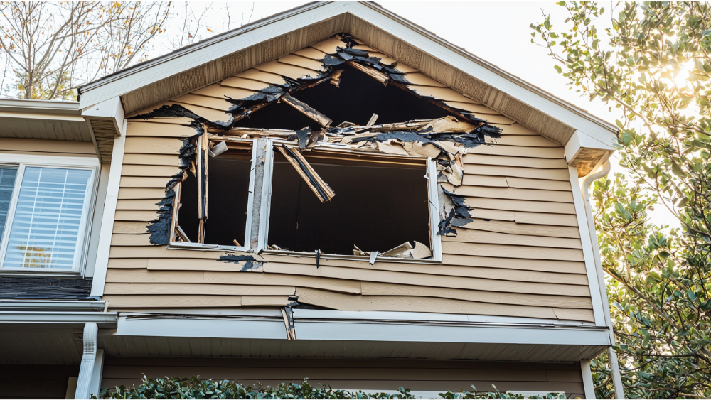 A house with siding damage