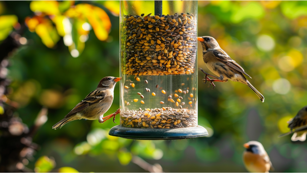 Birds eating seeds