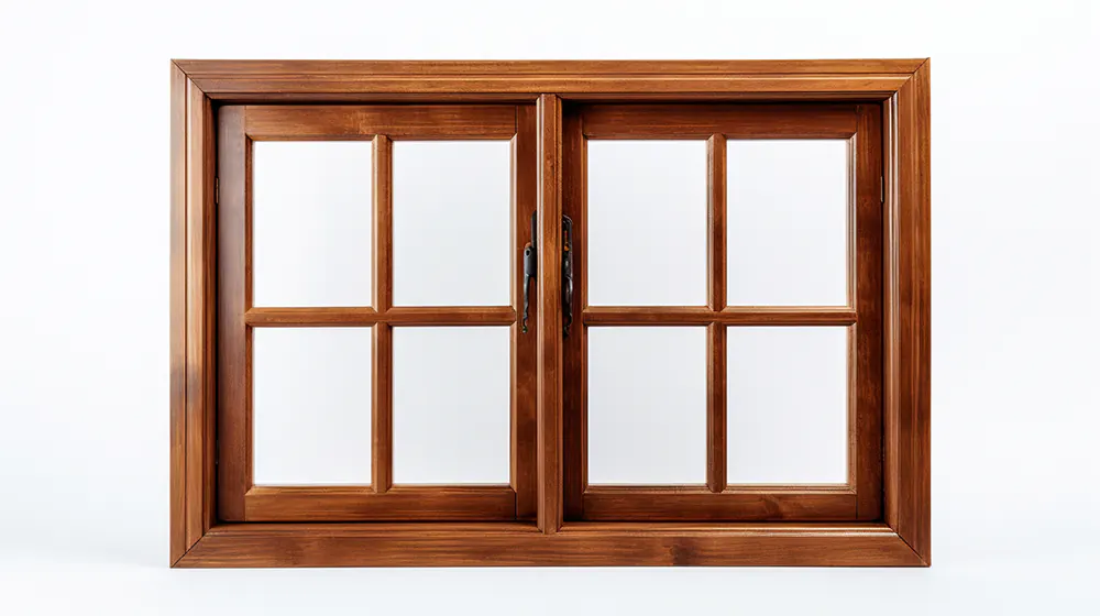 A window with a wooden frame